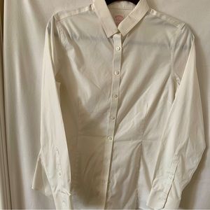Brooks Brothers Classic Fit White Cotton Stretch Dress Shirt